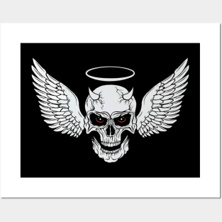 Angel  Demon Skull Posters and Art